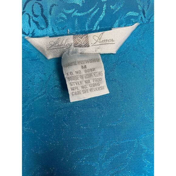 Vintage Ashley Amos Long Sleeve Blue Satin Feel Robe Women’s M - Picture 9 of 10